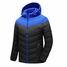 new Winter Cott Men's Down Jacket Hooded Parkas Lg Sleeve Cardigan Pockets Patchwork Thick Fi Women Casual Down Jacket a4b0#