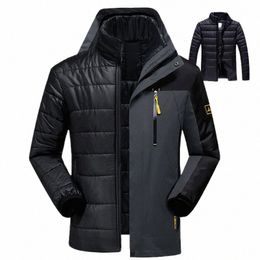 men's Jacket Winter Warm Outwear Mens Windbreaker Waterproof Jackets Fleece Hooded Parkas Jacket Plus Size 6XL 2 in 1 Thick Coat 18ER#