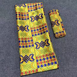 Fabric Latest Soft African Wax Pattern Satin Silk Fabric For Dress Creative Digital Print Wax Satin Silk Fabric 4+2 Yards/Lot JF230228