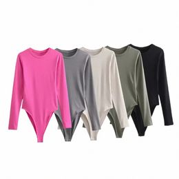traf Women Fi 2024 Spring New Round Neck Pullover Lg Sleeve Top Cott T-shirt Chic Female Jumpsuit Tee Mujer m9Vo#