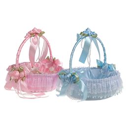 Flower Girl Baskets for Weddings Large Flower Girls Simple Cute Royal Baskets With Lace Satin