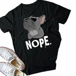 funny Creative Nope Lazy Frenchie for French Bulldog Dog O-Neck Tshirt Men Women Casual Short Sleeve Streetwear Cott Tops A2EW#