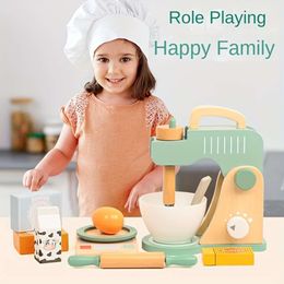 Children's Family Toy Series Pop-up Toaster, Fruit Juicer, Blender, Cooking Hine, Wooden Food Kitchen Accessories, Gifts for Boys and Girls Christmas,