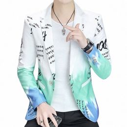 spring and Autumn New Fr Suit Men Casual Jacket White / Black / Sky Blue Fi Simple Wedding Banquet Party Dr Blazer 96U7#