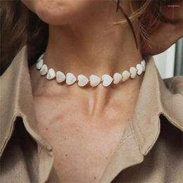 Chains Fashionable Simple Single-Layer Shell Heart Patchwork Neck Chain Necklace With Decorative Women's Imitation Pearl Beaded