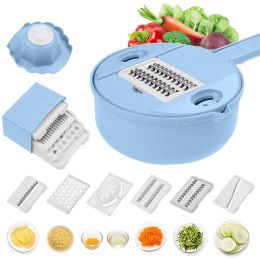 Leathercraft Mandoline Slicer Cutter Chopper Vegetable Cutter Grater Round Kitchen Multifunction Shred Grater Fruit Peeler Wash Leaking Basin