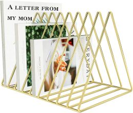 Racks Triangle Wire Magazine Holder Book Shelf,9 Slot File Sorter Eyecatching Decoration Files Folder Stand Desktop File Organizer