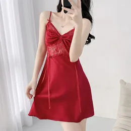 Women's Sleepwear Lace Nightdress Sexy Women Suspender Nightgown Gown Summer Lady Satin Loungewear