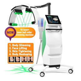 Upgrades 2 In 1 10D Emerald Laser Fat Removal Body Slimming Machine Inner Ball Roller Skin Tightening Device 10D Lipo Green Laser Machine Salon Use