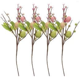 Decorative Flowers 4pcs Artificial Easter Stems Egg Picks Twig For Vase