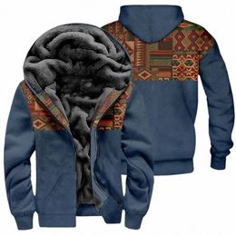 Batı Etnik Manss Polar Hoody Ceketler Kış Kıyısı Dışişli Kapşonlu Fermuar Ceketleri Aztek Geometrik Gevşek Sweatshirts Ceket P4MP#