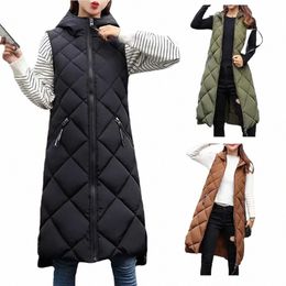 jacket Women Outwear Stylish Zipper Pockets Coat Thick Winter Vest Hooded Casual Daily Wear Autumn Winter Solid Colour Topcoat 93rg#