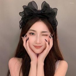 Hair Clips Black Mesh Headband With Oversized Bow For Women Black-Bow Accessories