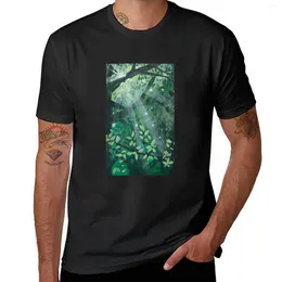 Men's Polos Sunlight In The Forest Gouache T-Shirt Oversized Blouse Kawaii Clothes Mens Graphic T-shirts Anime