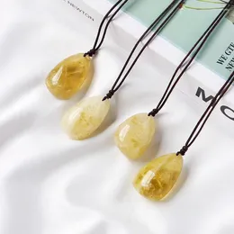 Decorative Figurines Natural Citrine Necklaces Water Drop Pendant Energy Jewelry For Women Girlfriend Mom Birthday Valentines Day Gifts