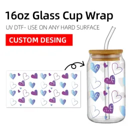 Films Custom UV DTF Transfer Sticker For The 16oz Libbey Glasses Wraps Bottles Cup Can DIY Waterproof Easy To Use Custom Decals