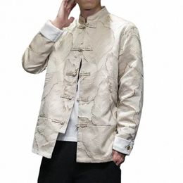 2024 Autumn and Winter New Chinese Style Menswear Retro Embroidery Chinese Tang Dynasty Hanfu Jacket Coat Men z4hF#