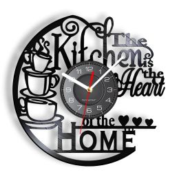 Clocks The Kitchen The Heart Of The Home Inspired Vinyl Record Clock Modern Design Vinyl Wall Watch Kitchen Decor Noiseless Timepieces