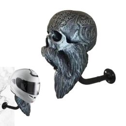Sculptures Wall Mount Motorcycle Skull Helmets Holder Skull Helmets Holder Wall Mounted Hanger Resin Crafts Decorative Skull Helmets Holder