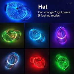 Ball Caps Glitter LED Glowing Disco Hat Stunning For DJ Baseball Cap Adult Unisex Club Stage Bar Party Dance