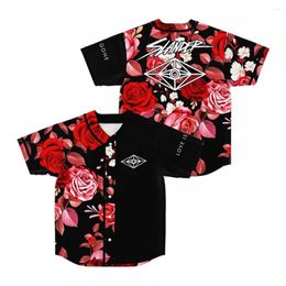 Men's T Shirts Slander Love Is Gone Merch Rose Baseball Jersey Shirt V-Neck Short Sleeve Tee Women Men Streetwear Hip Hop Clothes