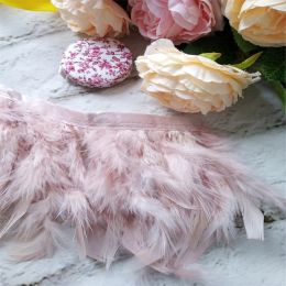 Accessories Wholesale 10 Metre Leather Pink Fluffy Turkey Feathers Ribbon Fringe 68inch Dress Costumes Sewing Feather Trim for Crafts