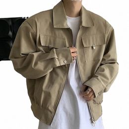 jackets Men Elegant Solid Korean Popular Clothes Men's Outer Baseball Jacket Oversized Vintage Streetwear Workwear Bomber Men T1Jw#