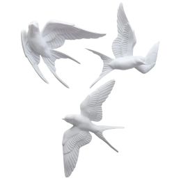 Gates 3 Pcs Decorative Simulated Bird Light Luxury Stylish Decors Wall Resin Swallows Crafts Rustic Decoration