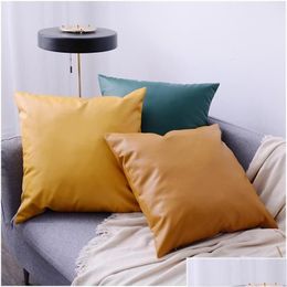 Cushion/Decorative Pillow Pillowcase Cushion Ers Pu Leather Sofa Soft Design Pillows Decor Home Decoration Pink Drop Delivery Dhogg Ga Dhhvc