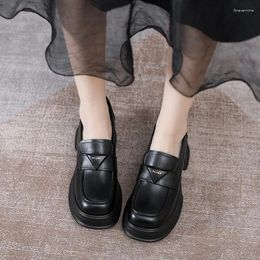 Casual Shoes 2024 Spring/Autumn Shallow Mouth Women's Loafer Thick Sole Heels British Style Rubber Women Zapatos Para Mujeres