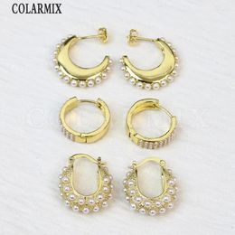 Dangle Earrings 5 Pairs Trendy Hoop Pave Tiny Pearls Vintage Elegant Women Lovely Metallic Jewellery Gift 30917