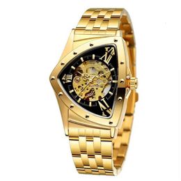 Forsing Automatic Mechanical Style Triangle Head Men's Fashion Casual Hollow Out Wrist Transparent Bottom Watch