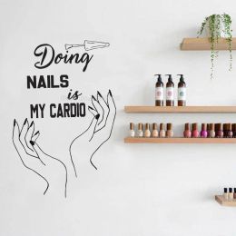 Stickers Doing Nails is My Cardio Lettering Wall Stickers Nail Salon Room Decor Nails Studio Vinyl Wall Decal Wallpaper Decoration LL2692