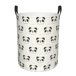 Laundry Bags Happy Panda Bear Hamper Large Storage Basket Wild Animal Kids Nursery Toy Organizer