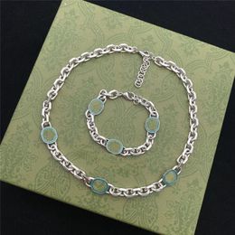 Stylish Designer Enamel Bracelet Necklace Set Double Letter Chain Bracelets With Stamps Women Jewellery Sets220p