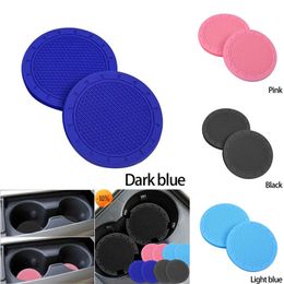 Upgrade New 2PCS Cup Soft Rubber Set Coaster Water Bottle Holder Anti-slip Pad Mat Accessories Car Gadgets