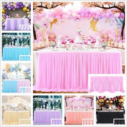 Table Skirt Christmas Decor Cover Tableware Cloth Rectangle Baby Showers Birthday Party Wedding