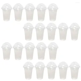 Disposable Cups Straws 30 Sets Drink Juice Cup Lid Design Plastic Clear Milk Water Portable Abs Beverage Child Coffee With Lids