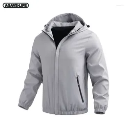 Men's Jackets Spring Autumn Casual Jacket Thin Outdoor Hooded Trench Men Fashion Solid Colour Windproof Tooling Windbreaker Oversize 5XL