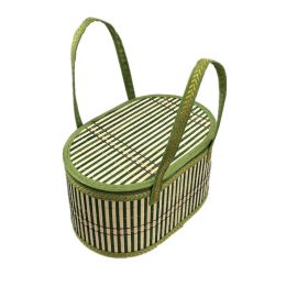 Baskets Chinese Rattan Retro Handmade Bamboo Basket Vintage Shopping Picnic Sundries Storage Box Classic Woven Gift Home Decoration