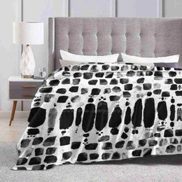 Blankets Blox Blanket Soft Warm Travel Portable Black And White Monochrome Abstract Blocks Squares Watercolour Bold Texture