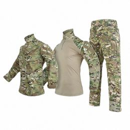 airsoft Camo Jacket Men Paintball Work Pants Military Combat Tactical Pants Outdoor Training Camoue Frog Tactical Field Suit Q0rp#