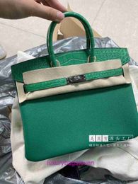 10A top quality bag women purse Hremms Birkks Designer Tote Bags Fully handmade crocodile skin spell Togo 30 womens handbag emerald green bamb With Real Logo