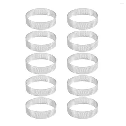 Baking Tools 10 Pcs Circular Stainless Steel Tart Ring Tower Pie Cake Mould Perforated Mousse 8cm