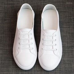 Casual Shoes 2024 Women's Genuine Leather Sneakers Fashionable Sports Vulcanised Flats Shoe Ladies White Low Lazy Soft Soles