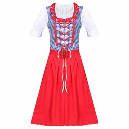 fr Pattern Oktoberfest Dr Traditial Beer Maid Costume Women's Germany Bavarian Dirndl Fancy Dres Sexy Lolita g1oj#