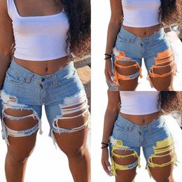 2024 Summer New Women's Ripped Denim Shorts Fi High Street Sexy Hot Girl Jeans Shorts S-2XL 93I3#