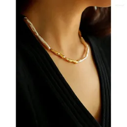 Pendant Necklaces Brass Natural Baroque Pearl Choker Necklace Women Jewelry Punk Designer Runway Rare Gown Boho Japan Korean