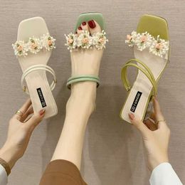 Slippers 2023 Summer Womens Thick High Heels Transparent Shoes Colourful Low Girls Fashion Sandals H240328