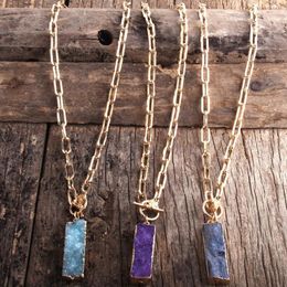 RH Fashion Choker Necklace Collar Statement Chunky GoldColor Chain Druzy Stone Charm Punk Necklaces298b